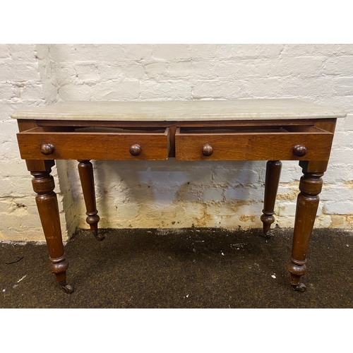 473 - Victorian Marble Top (not fixed) Wash Stand / Console Table on Casters