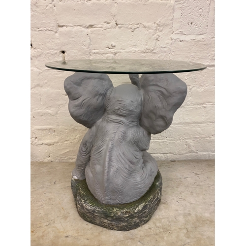 474 - Glass Topped 'Crying Elephant' Table