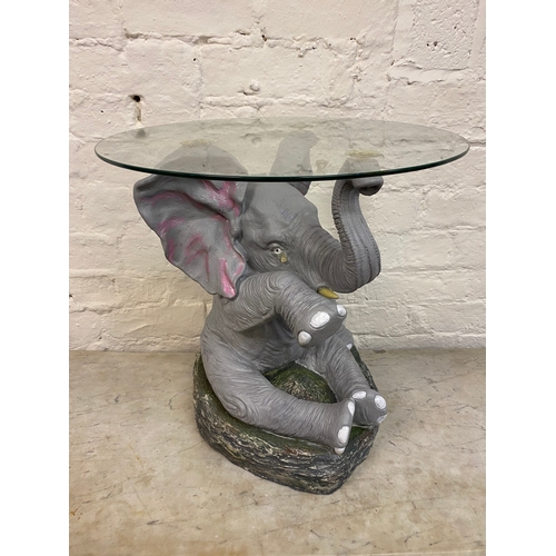 474 - Glass Topped 'Crying Elephant' Table