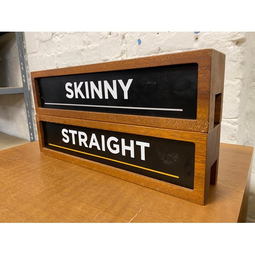 476 - Pair of Wooden Boutique / Shop Display Stands with Accompanying Signage