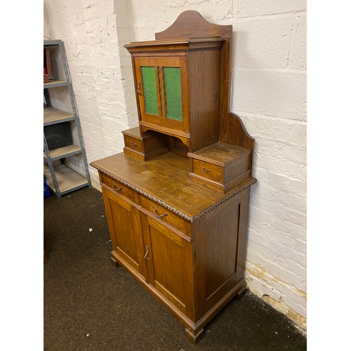 477 - Edwardian Sideboard with Green Glass