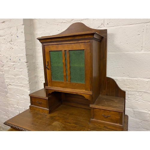 477 - Edwardian Sideboard with Green Glass