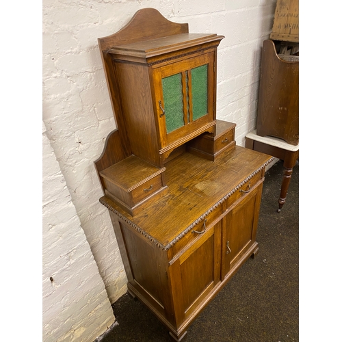 477 - Edwardian Sideboard with Green Glass