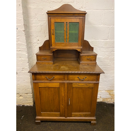 477 - Edwardian Sideboard with Green Glass