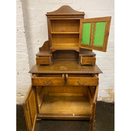 477 - Edwardian Sideboard with Green Glass