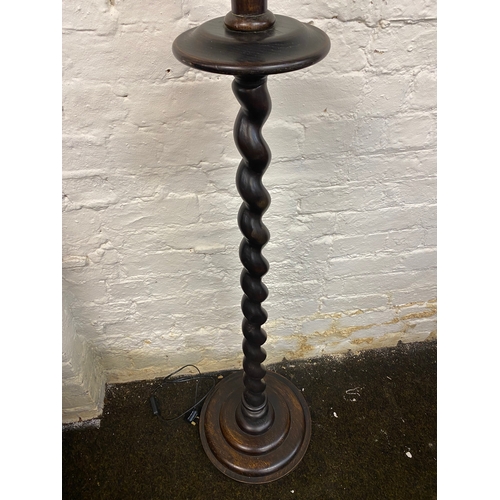 478 - Dark Wood Barley Twist Standard Lamp