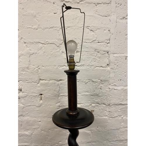 478 - Dark Wood Barley Twist Standard Lamp