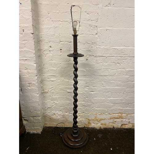 478 - Dark Wood Barley Twist Standard Lamp