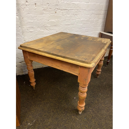 482 - Large Pitch Pine Farmhouse Dining Table with Single Drawer