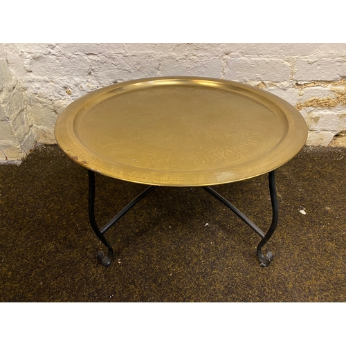 488 - Brass Tone Round Metal Table, AF