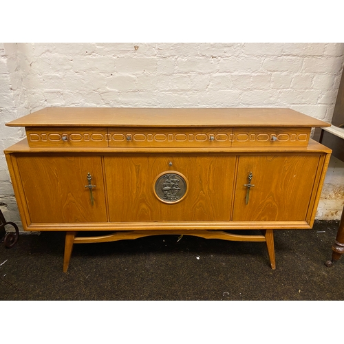 496 - Heavy Stylish Mid Century Drinks Cabinet / Sideboard by Beautility with Sword and Ship Accents