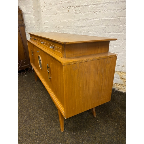 496 - Heavy Stylish Mid Century Drinks Cabinet / Sideboard by Beautility with Sword and Ship Accents