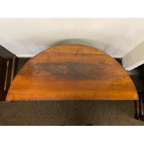 501 - Victorian Veneered Folding Card Table on Tapered Legs, felt heavily worn