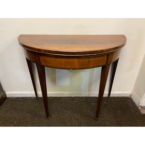 501 - Victorian Veneered Folding Card Table on Tapered Legs, felt heavily worn