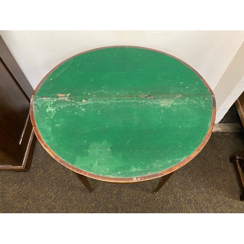 501 - Victorian Veneered Folding Card Table on Tapered Legs, felt heavily worn