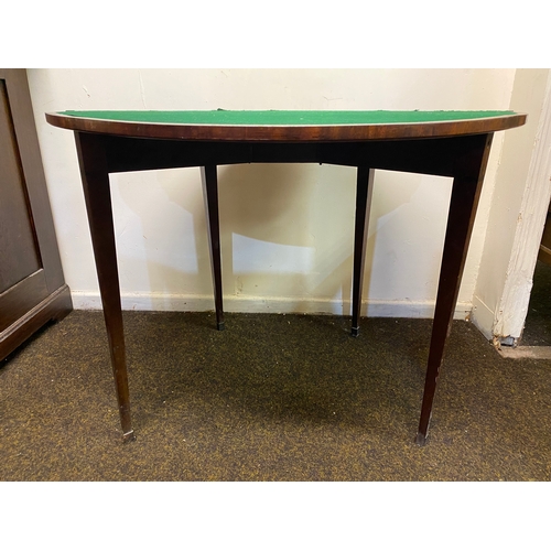 501 - Victorian Veneered Folding Card Table on Tapered Legs, felt heavily worn