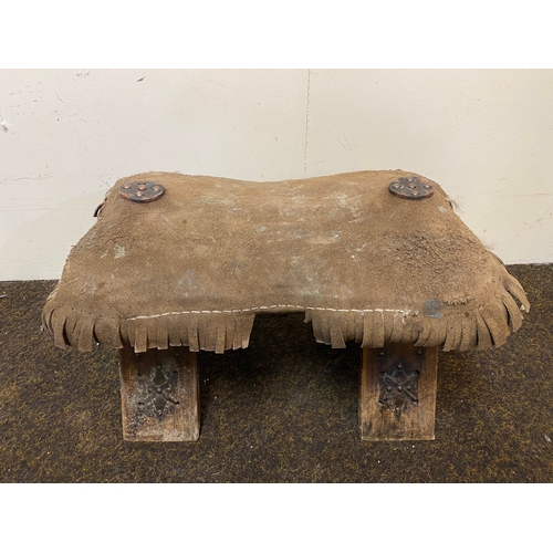 503 - Vintage Suede Leather Saddle Stool, AF