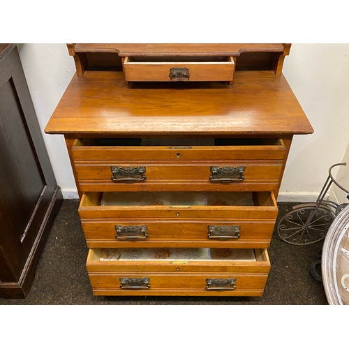 506 - Solid Wood Dressing Table from Wolfe & Hollander London, 1904. Piece of wood missing from mirror