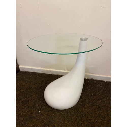 507 - 1960's Style Glass Top Side Table