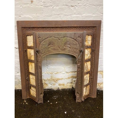 509 - Tiled Cast Iron Fire Surround, some tiles broken, 96 x 96cm