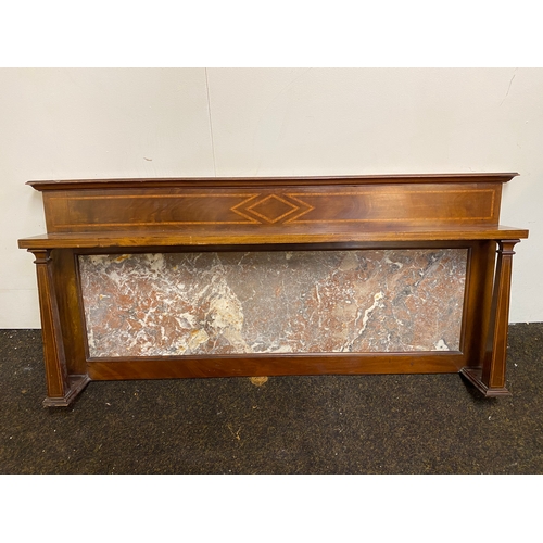 519 - Wood and Rosa Marble Sideboard Back with Decorative Inlay