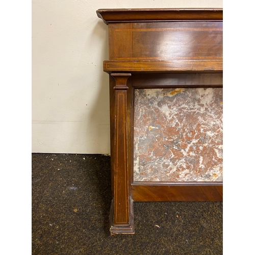 519 - Wood and Rosa Marble Sideboard Back with Decorative Inlay