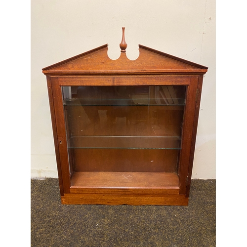 521 - Small Wooden Display Cabinet with Key