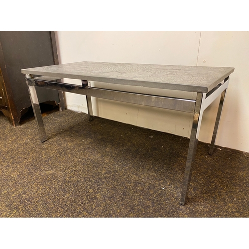 525 - Mid Century Chromed Coffee Table with Highly Decorated Top