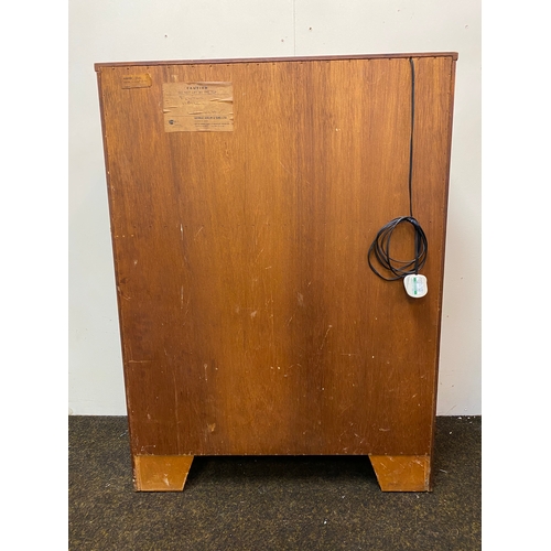 532 - Solid Wood Mid Century Drinks Cabinet by George Serlin & Sons Ltd. with Original Accessories, damage... 