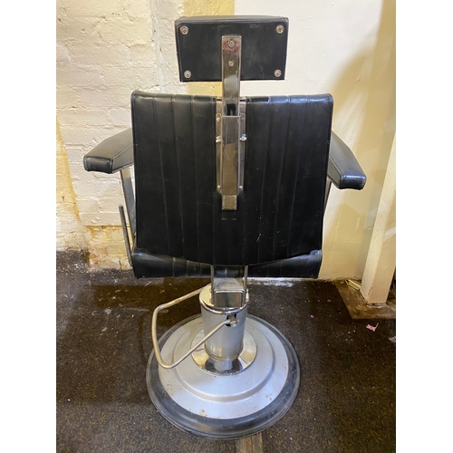 534 - Vintage Belmont Barbers Chair working swivel, rise and fall. One arm needs adjusting