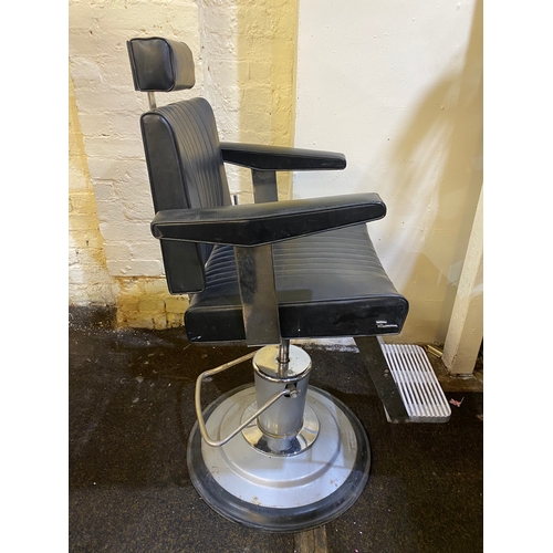 534 - Vintage Belmont Barbers Chair working swivel, rise and fall. One arm needs adjusting