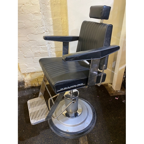 534 - Vintage Belmont Barbers Chair working swivel, rise and fall. One arm needs adjusting