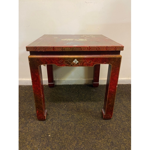 536 - Oriental Painted and Lacquered Table featuring flowers and birds