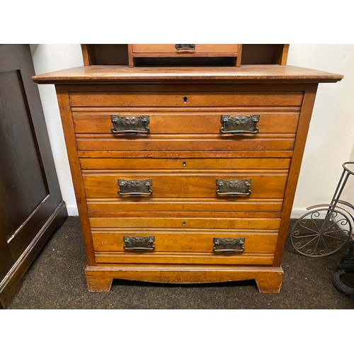 380 - Solid Wood Dressing Table from Wolfe & Hollander London, 1904. Piece of wood missing from mirror