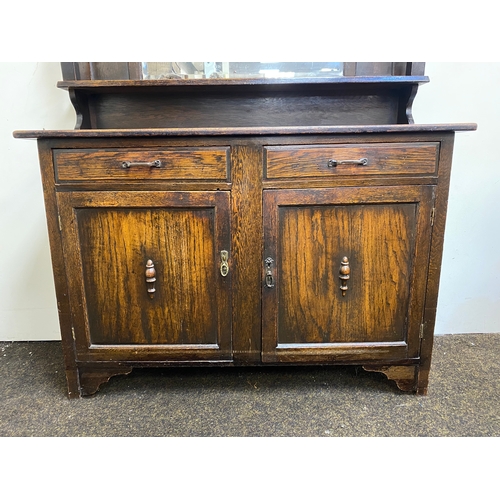 384 - Victorian Solid Wood Sideboard with Original Mirror