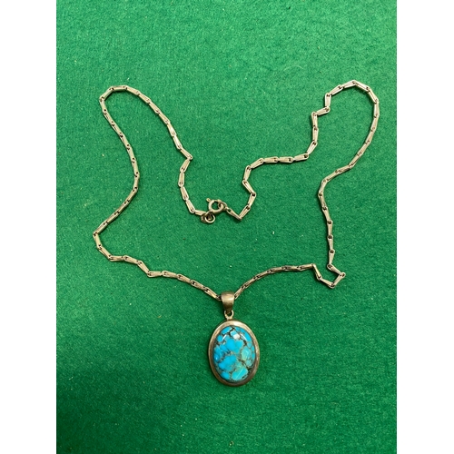 178 - Silver and Turquoise Necklace, 925 stamped