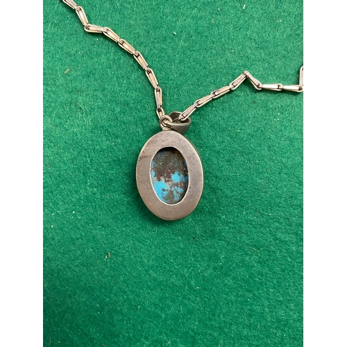 178 - Silver and Turquoise Necklace, 925 stamped