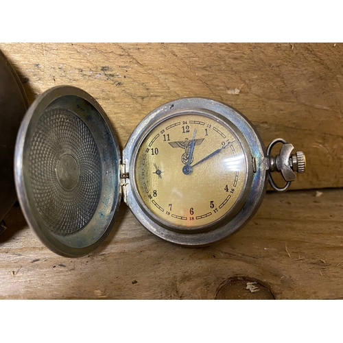 Nazi Style U 41 Pocket Watch with Metal Case requires service