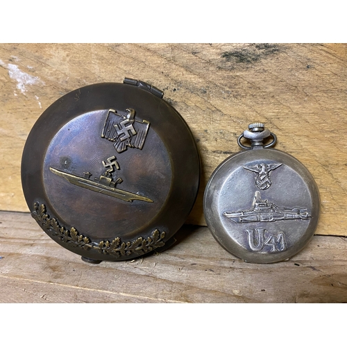 39 - Nazi Style U-41 Pocket Watch with Metal Case, requires service