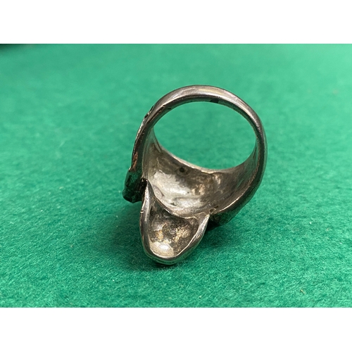 180 - Heavy 925 Silver Gothic Skull Ring, size X