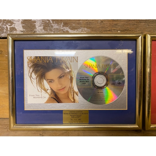 145 - Two Framed Shania Twain Limited Edition CD's by M.B.A.Ltd.