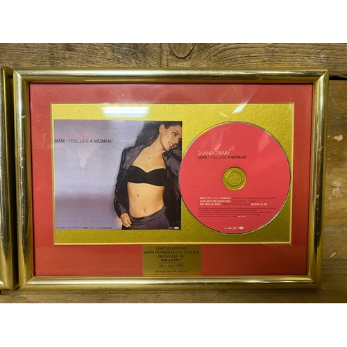 145 - Two Framed Shania Twain Limited Edition CD's by M.B.A.Ltd.