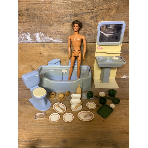 349 - Collection of Sindy Dolls Furniture and House Fixtures including Doll (not Sindy)