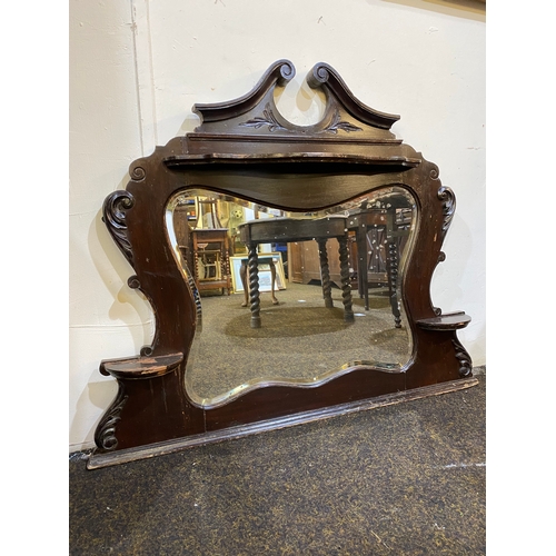 32 - Ornate Wall Hanging Bevelled Mirror with Side Shelves