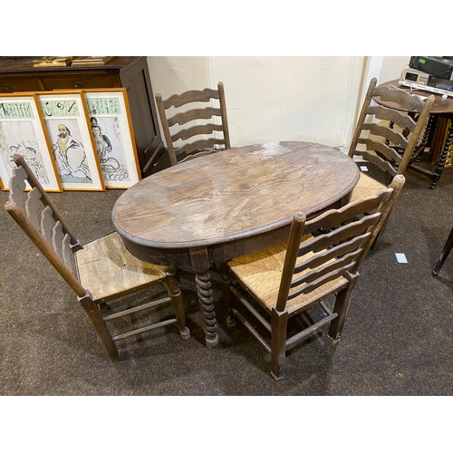 390 - Oval Dining Table with Barley Twist Legs and Four Chairs