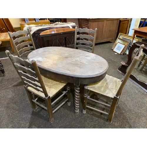 390 - Oval Dining Table with Barley Twist Legs and Four Chairs