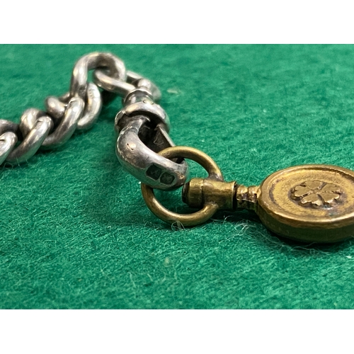 46 - 54.8g Antique Silver Pocket Watch Chain (1895) and Fob (Birmingham, 1897) both Hallmarked - includes... 