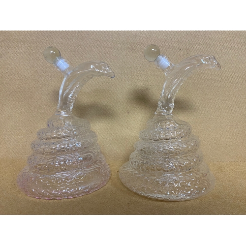 344 - Matching Pair of Snake Form Glass Decanters