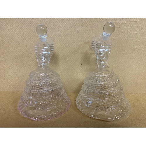 344 - Matching Pair of Snake Form Glass Decanters