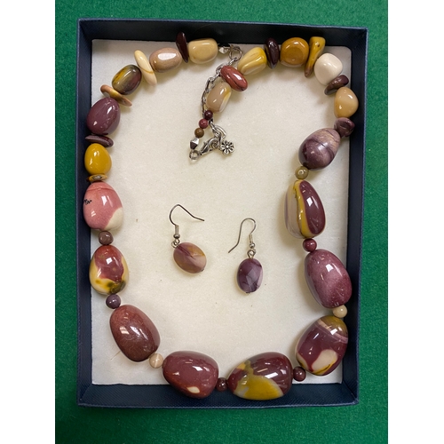 185 - Mookaite Jasper Necklace and Earring Set